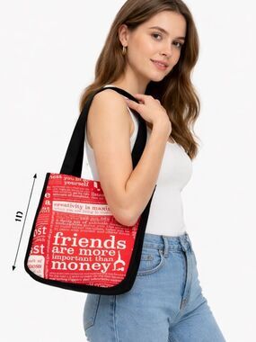 Lululemon Reusable Tote Bag Red Black Grocery Gym Shopper